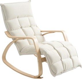 HOMCOM Ringató Szék Hátlappal és Állítható Lábpihentetővel, Kárpitozott Relaxáló Szék Vászonhatású Bevonattal, Ringató Karosszék, Olvasószék Nappaliba