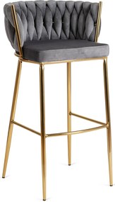 Bárszék FLORES  szürke bársony/ arany lábak
