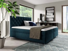 Boxspring ágy, 200x200, sötétkék Velvet szövet, GULIETTE + ajándék