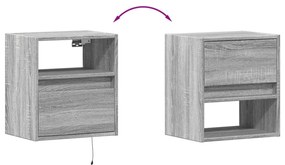 szürke sonoma színű fali TV-szekrény LED-del 41 x 31 x 45 cm