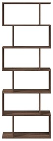 6 szintes barna tölgy fa elválasztó könyvespolc 70x24x193 cm