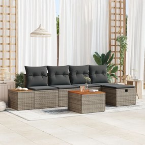 6 db-os kerti kanapé szett párnákkal szürke poly rattan