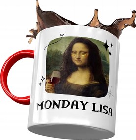 Bögre Piros Vicces Monday Lisa Ajándék Nyomtatott Fotóval