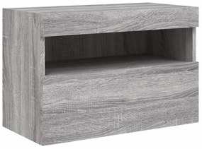 szürke sonoma színű fali TV-szekrény LED-ekkel 60x30x40 cm