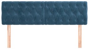 2 db sötétkék bársony fejtámla 80x7x78/88 cm