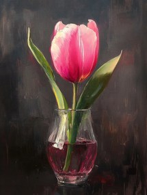 Vászonkép Canvas Olaj Dekoráció Természet Virág Rózsaszín Tulipán 60x80