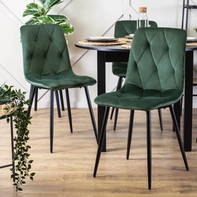 Étkezőgarnitúra 4 db. Székkel. Bővíthető asztal HARRY 102-142 cm + 4 db. Zöld bársony étezőszék. ROBIN