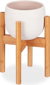 Állítható virágállvány virágcseréphez, dekoratív, természetes bambusz szín