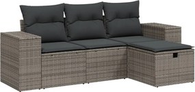 vidaXL 4 részes szürke polyrattan kerti ülőgarnitúra párnákkal