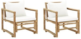 vidaXL vidaL 2 db bambusz kerti szék hát- és ülőpárnával