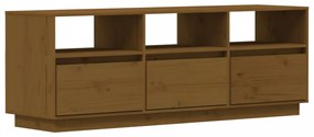 mézbarna tömör fenyőfa TV-szekrény 140x37x50 cm