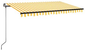 sárga és fehér kézzel kihúzható LED-es napellenző 400 x 350 cm