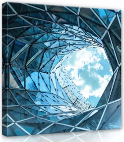 Vászonkép 80x80 Építészet modern geometria ég felhők üveg fém