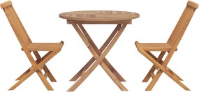 vidaXL Kert étkező szett 3 pcs Barna Tömör Akácfa