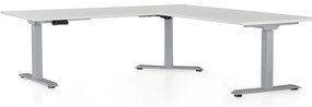 OfficeTech Angle állítható magasságú asztal, 180 + 120 cm, szürke alap, világosszürke