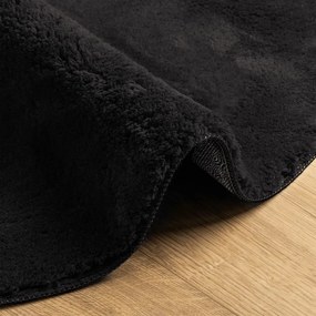 HUARTE fekete rövid szálú puha és mosható szőnyeg Ø 160 cm