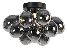 Design mennyezeti lámpa fekete füstüveggel 3-lámpás - Uvas