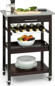 Klarstein Vermont, tálalókocsi, konyhai kocsi, 5 szintes, fa, rozsdamentes acél, mozgatható, mobil