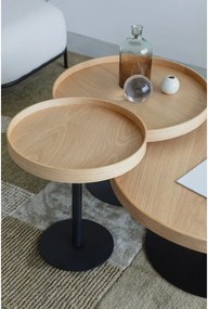 Kerek tárolóasztal tölgyfa dekoros asztallappal ø 40 cm Yuri S – White Label