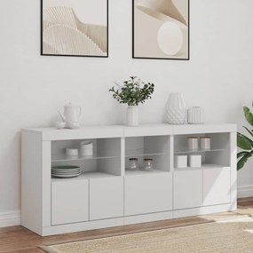 fehér tálalószekrény LED-világítással 162 x 37 x 67 cm