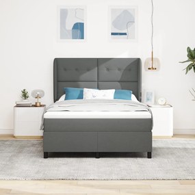Boxspring Ágy Matrac Készlettel - Sötétszürke, 160x200 cm Szövet