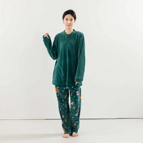 SNOWMAN AND GINGERBREAD zöld mikroplüss pizsama - különböző méretben Méret: L