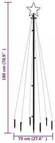 hideg fehér fényű karácsonyfa tüskével 108 LED-del 180 cm