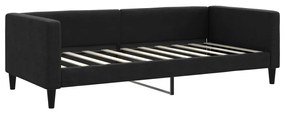 fekete kihúzható szövet heverő matracokkal 90 x 190 cm