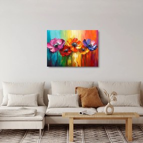 Üveg kép - Öt színes virág (70x50 cm)