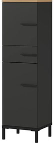 Sötétszürke fürdőszoba szekrény tölgyfa dekorral 34x123 cm Yonkers - Germania