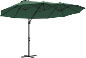 vidaXL Napernyő Zöld 372 x 198 x 243 cm Pamut és Alumínium