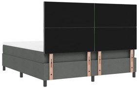 rugós ágy matraccal és LED világítással - sötétszürke, 180 x 200 cm szövet