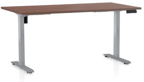 OfficeTech B állítható magasságú asztal, 160 x 80 cm, szürke alap, dió