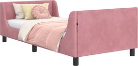 vidaXL Gyerekágy kerettel fejtámlával Rózsaszín 80 x 200 cm Bársony