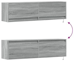 szürke sonoma színű fali TV-szekrény LED-ekkel 140 x 31 x 38 cm