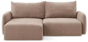 Világosbarna kinyitható-tárolóhelyes sarokkanapé (bal oldali) Kalena – Makamii
