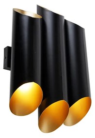 Fali lámpa fekete, arany belsővel 6 lámpa - Síp