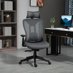 Vinsetto Ergonomikus irodai szék, 135-os dőlésszög, állítható magasság 3D, szürke