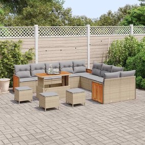 Kerti Kanapé Szett 14 pcs Beige és világosszürke