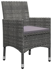 3 részes szürke polyrattan és akácfa bisztrószett