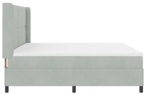 Boxspring Ágy Matresszel &amp; LED Fény Szürke 200x200 cm Bársony