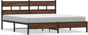 vidaXL barna tölgy színű fém ágykeret matrac nélkül 200 x 200 cm