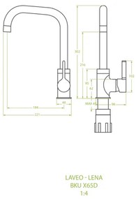 Laveo Lena, álló konyhai csaptelep h-302, grafit/szürke, LAV-BKU_965D