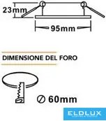 UNIVERSO Süllyesztett lámpatest 1xPAR16 foglalat nélkül IP20 Króm 95x95x23mm Kivágás:D60mm