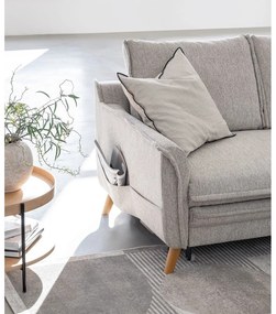 Szürkésbézs kinyitható-tárolóhelyes sarokkanapé (jobb oldali-heverő résszel) Charming Charlie – Miuform