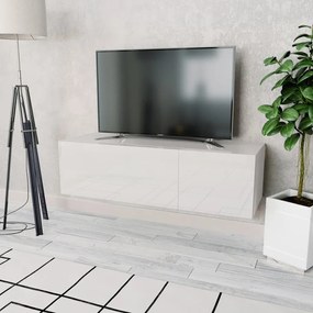 fehér magasfényű szerelt fa TV szekrény 120 x 40 x 34 cm
