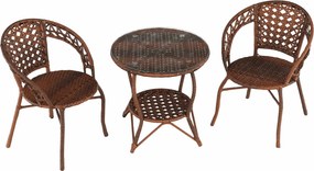 Kerti rattanszett 1+2, barna, JARUB