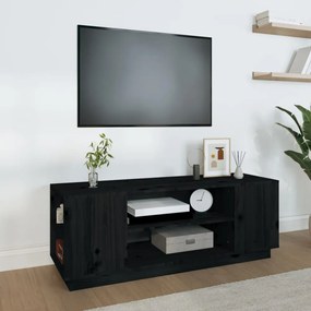 fekete tömör fenyőfa TV-szekrény 110x35x40,5 cm