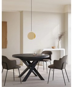 Fekete kerek bővíthető étkezőasztal üveg asztallappal ø 160 cm Vashti – Kave Home