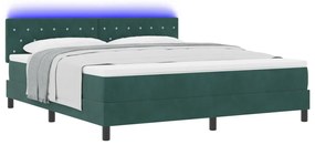 Boxspring Ágy Matrac &amp; LED Sötét Zöld 180x200 cm Bársonyos